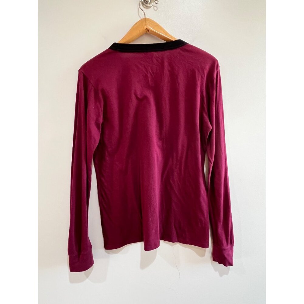 Pink Victoria's Secret Sequin/Velvet T-Shirt Womens M Burgundy Long Sleeve - Picture 2 of 8